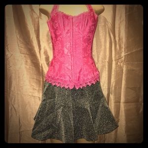 NWT Express Black and Silver Skater Skirt Size S